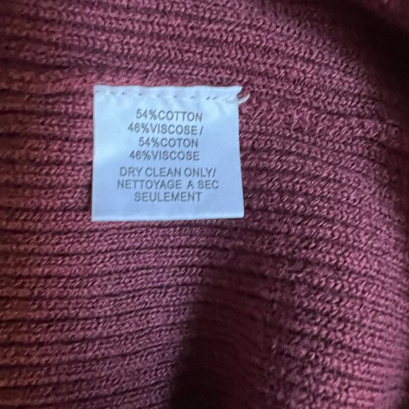 Trina Turk Ribbed Ruffle Trim V-Neck Wine Pullover Cotton Blend Sweater - Picture 8 of 11